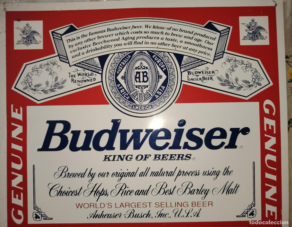Botellas antiguas: BUDWEISER ORIGINAL PLACA METAL