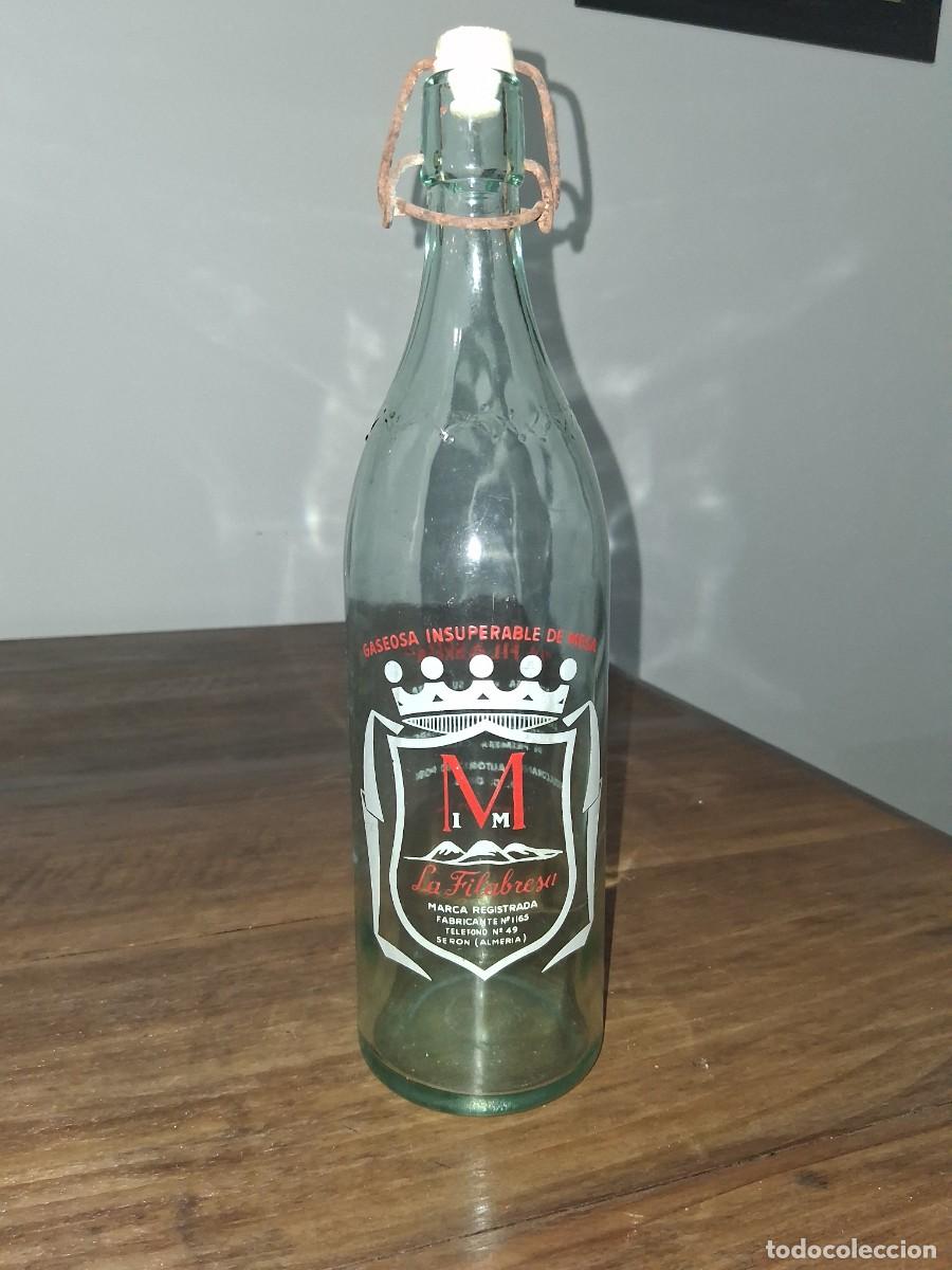 Botellas antiguas: Botella GASEOSA LA FILABRESA Sierra de los Filabres SER&Oacute;N ALMER&Iacute;A Andaluc&iacute;a Fabrica N&deg; 1165