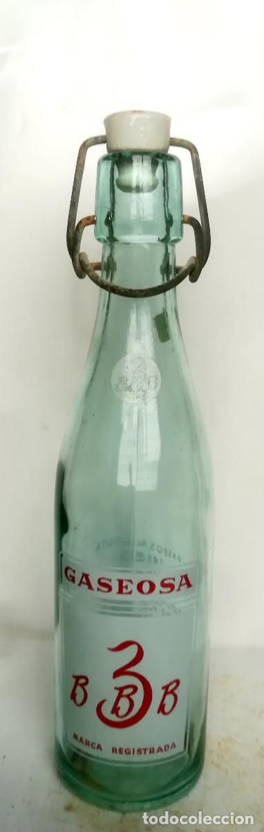Botellas antiguas: Botell&iacute;n de gaseosa 3BBB serigrafia blanca y roja
