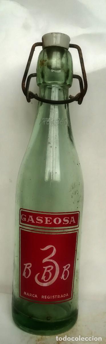 Botellas antiguas: Botell&iacute;n de gaseosa 3BBB serigrafia roja (rara)