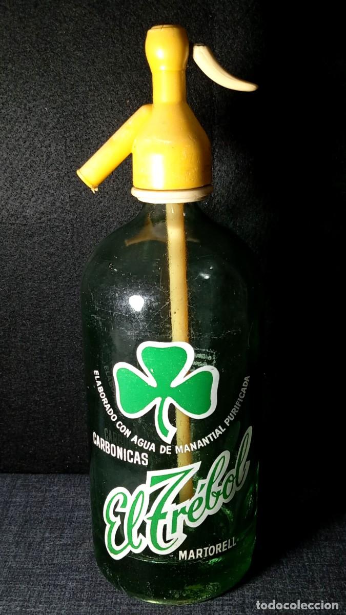 Botellas antiguas: ⚜️ &Ntilde;01. Botella de sif&oacute;n El Tr&eacute;bol (variante 2, ver descripci&oacute;n), Martorell. Buen estado. 1395 g