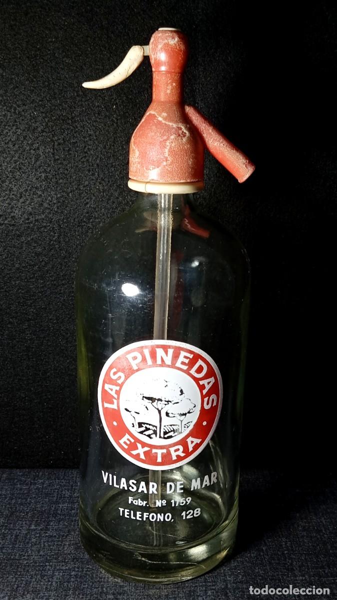 Botellas antiguas: ⚜️ &Ntilde;01. Botella de sif&oacute;n Las Pinedas, Extra, Vilasar de Mar. Buen estado. 1305 g