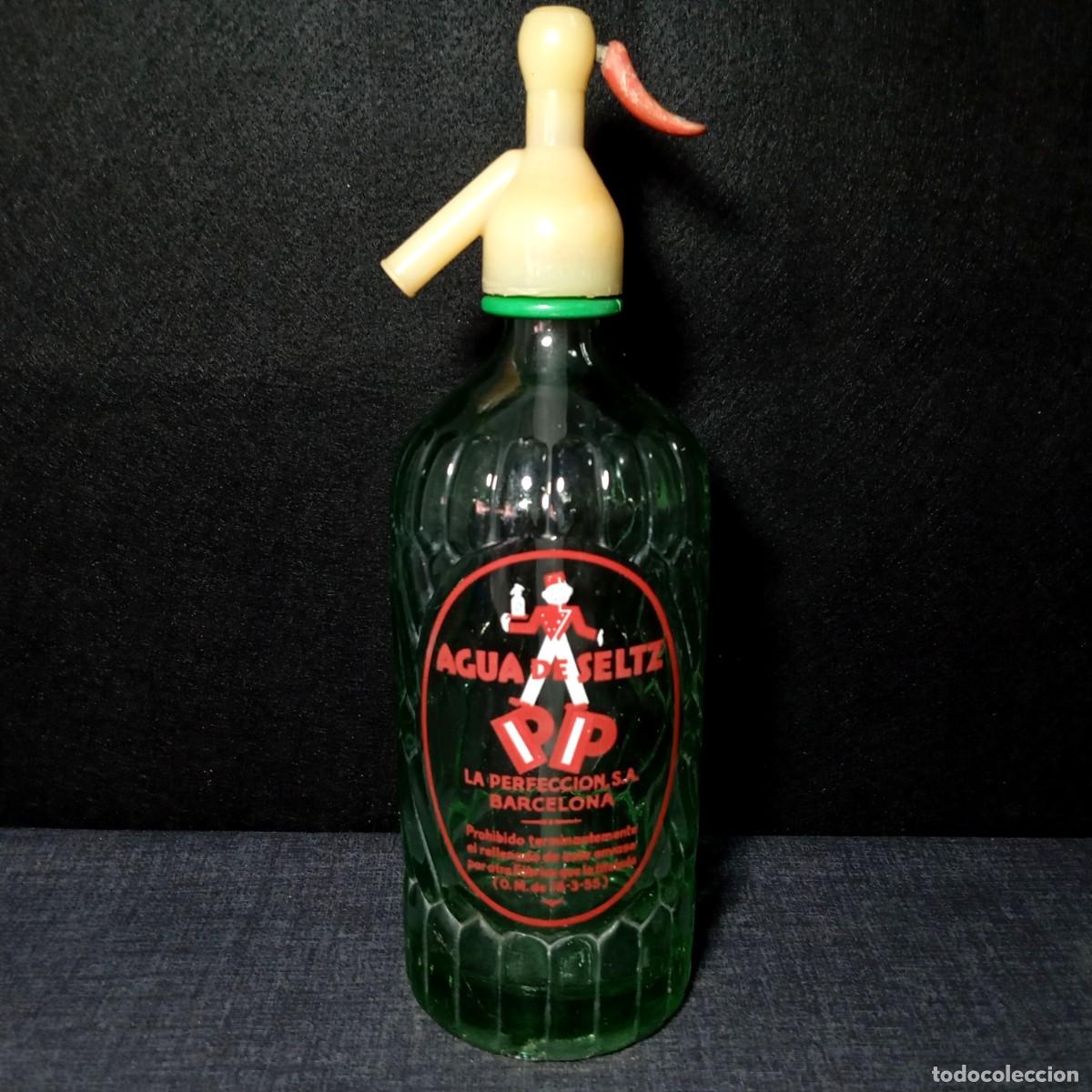 Botellas antiguas: ⚜️ &Ntilde;01. Botella de sif&oacute;n Agua de Seltz La Perfecci&oacute;n. Barcelona. Buen estado. 1195 g
