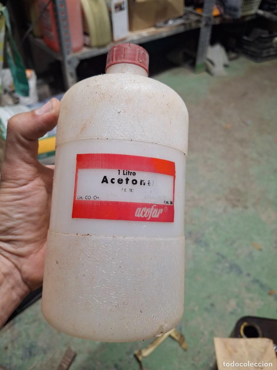 Botellas antiguas: Antiguo envase botella plastico acetona Acofar 1 litro vac&iacute;a
