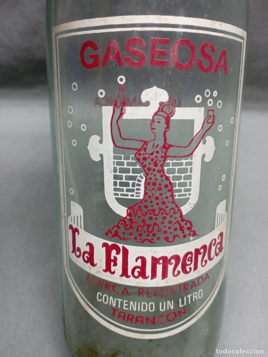 Botellas antiguas: LA FLAMENCA. Taranc&oacute;n. Botella de gaseosa.