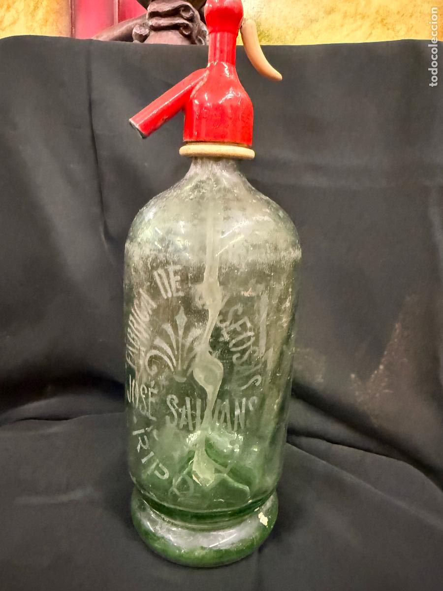 Botellas antiguas: Antiguo SIFON JOSE SALVANS RIPOLL. capuchon metalico