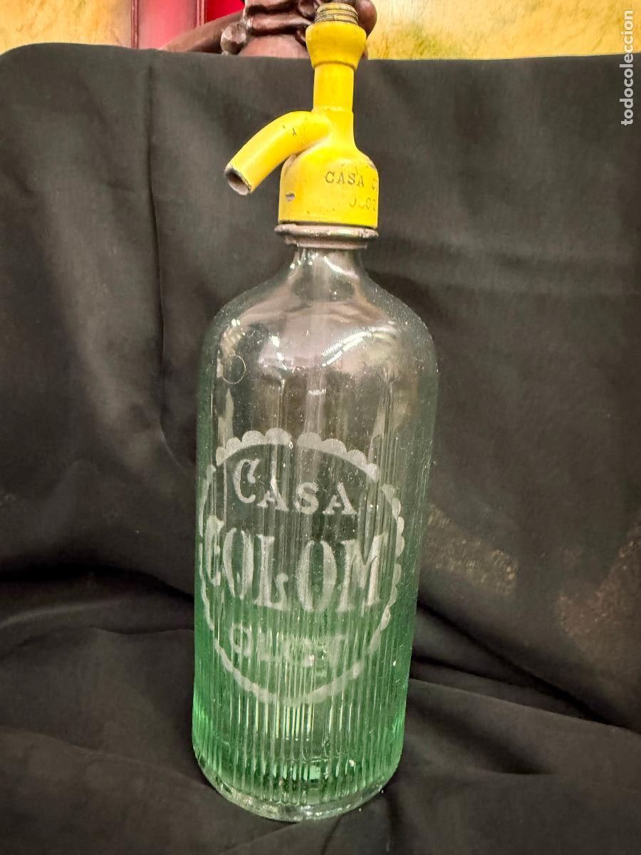 Botellas antiguas: Antiguo SIFON CASA COLOM OLOT. capuchon metalico