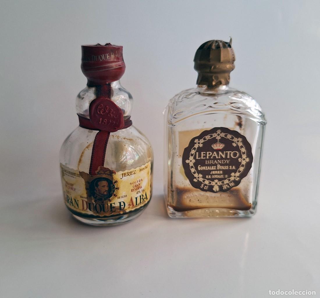 Botellas antiguas: Lote de 2 botellitas miniaturas Brandy Premium de Espa&ntilde;a: Gran Duque de Alba + Lepanto