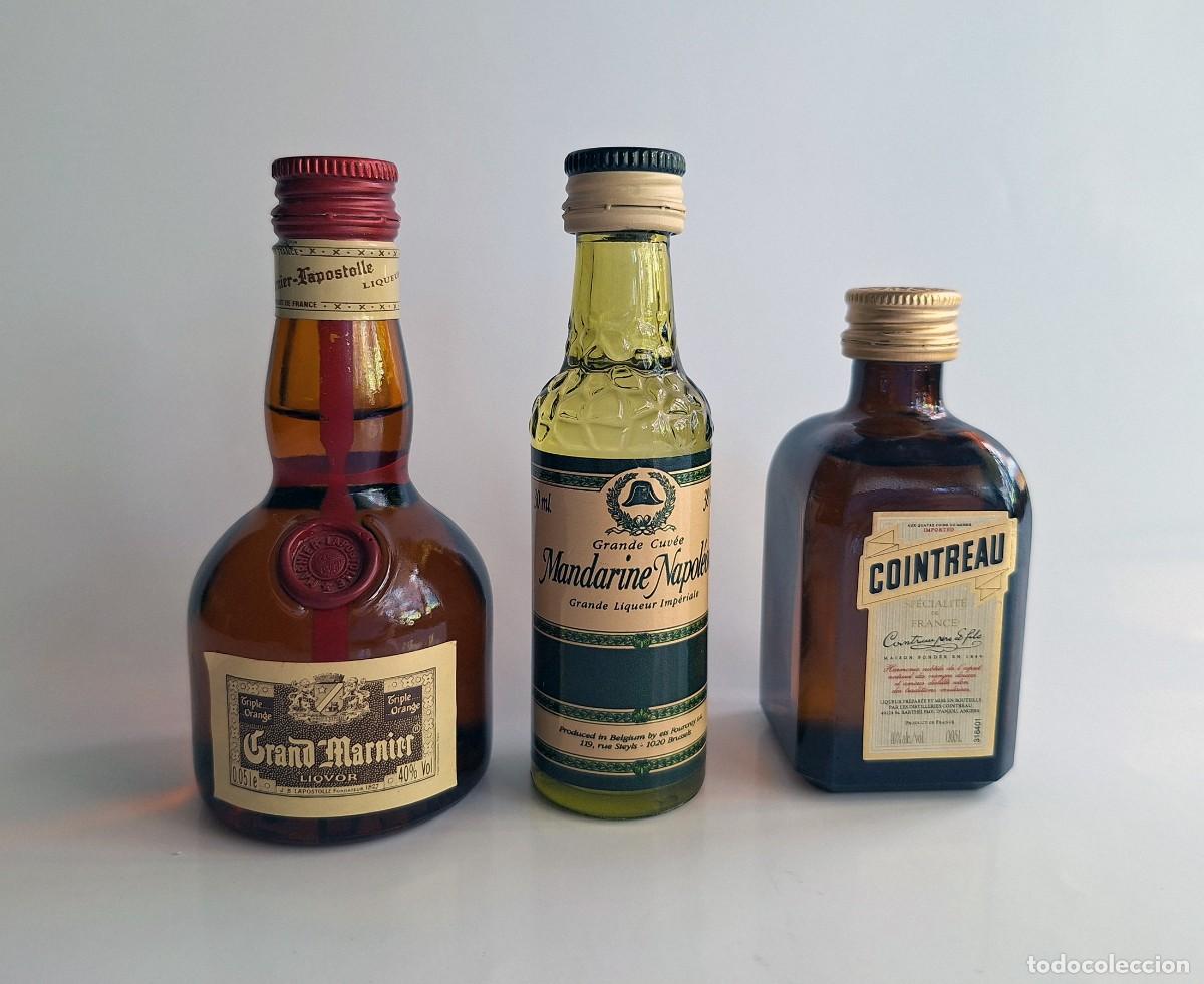 Botellas antiguas: Lote de 3 botellitas miniaturas Licores Premium de Francia: Cointreau, Grand Marnier