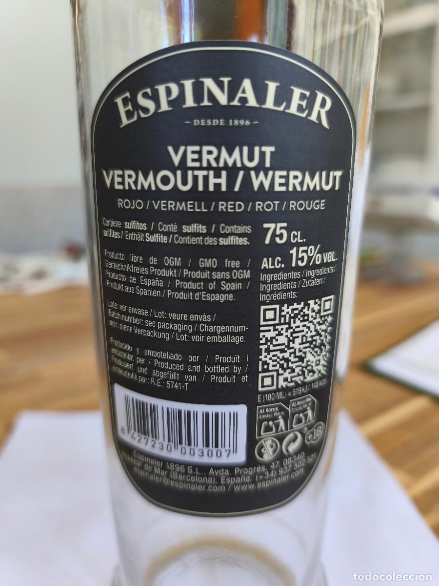Botellas antiguas: BOTELLA VACIA VERMUT ROJO ESPINALER - Foto 2