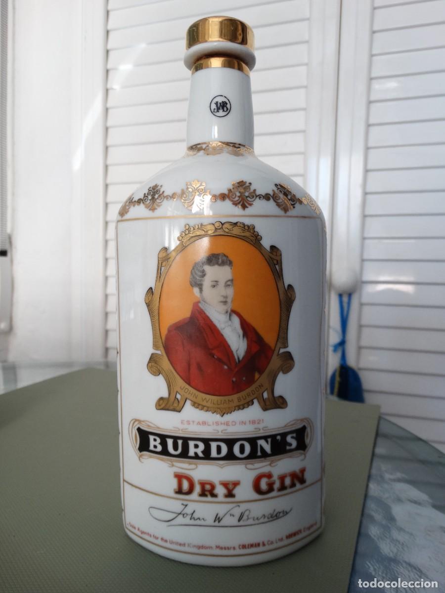 Botellas antiguas: BOTELLA DE GINEBRA BURDONS EDICI&Oacute;N ESPECIAL