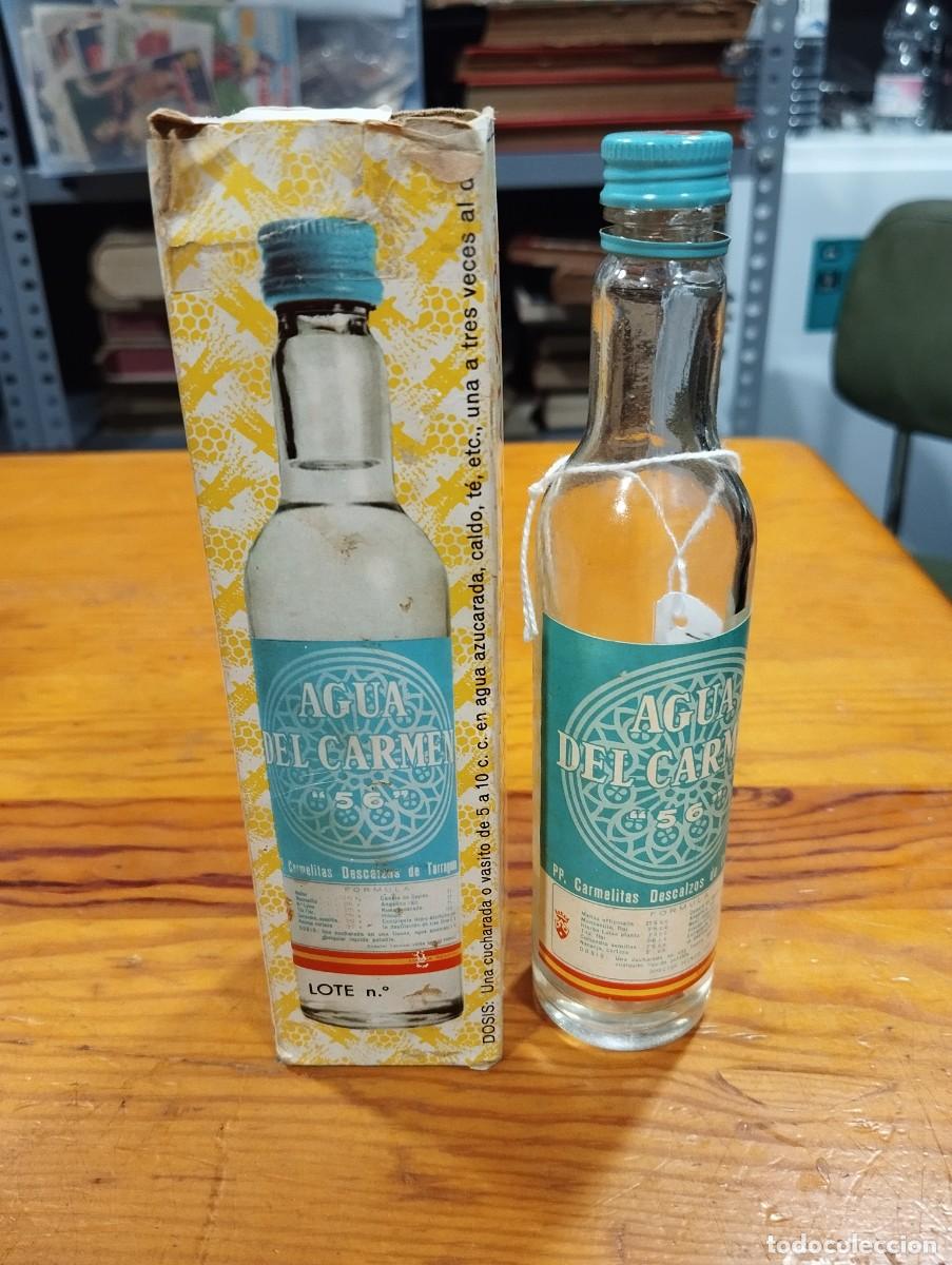 Botellas antiguas: BOTELLA AGUA DEL CARMEN. VAC&Iacute;A. EN SU CAJA.