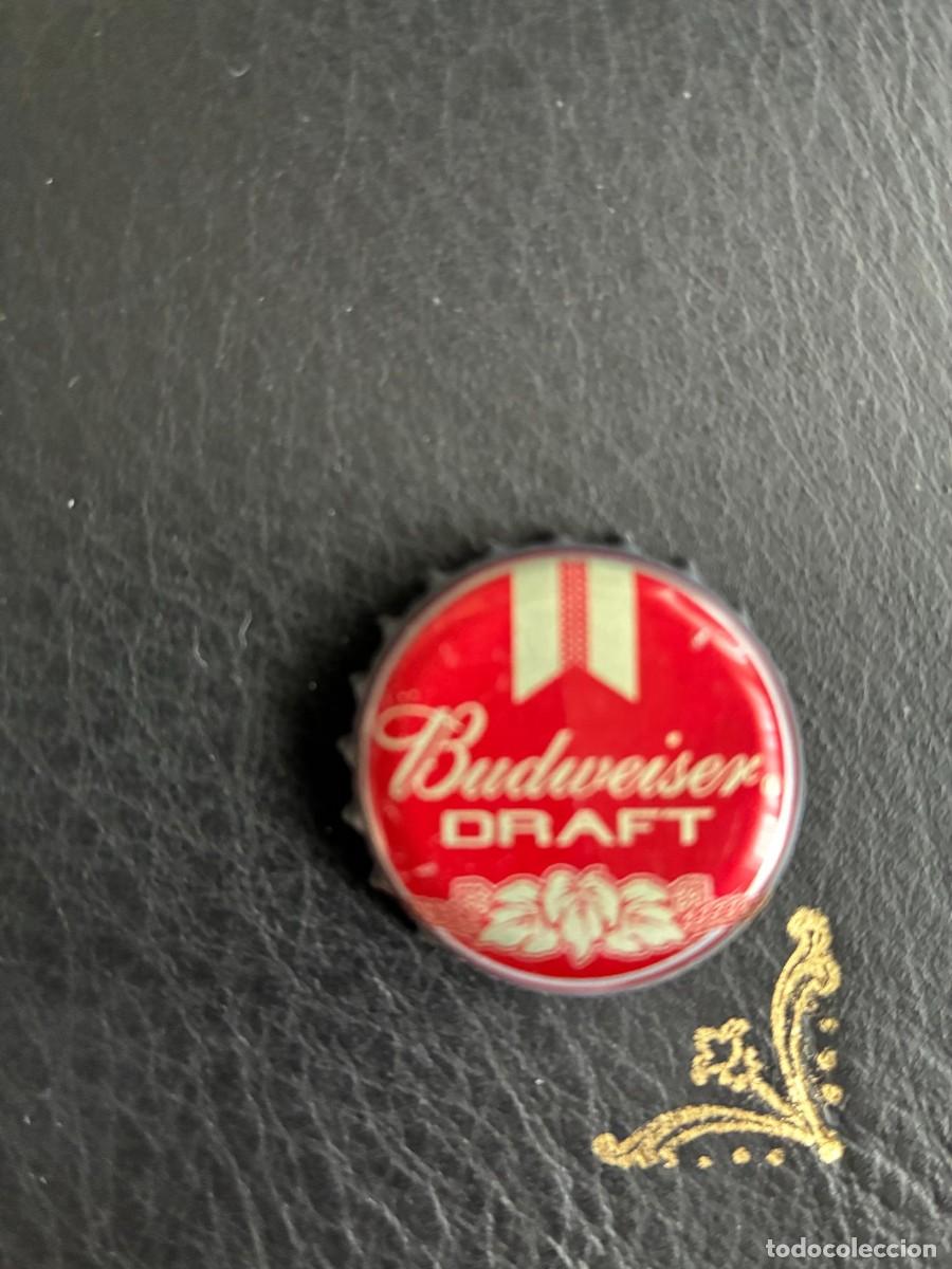 Botellas antiguas: Chapa de cerveza BUDWEISER DRAFT ROJA, BOTTLE CAP