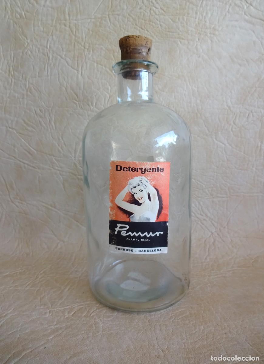 Botellas antiguas: antigua botella de detergente Pemur Barroso Barcelona