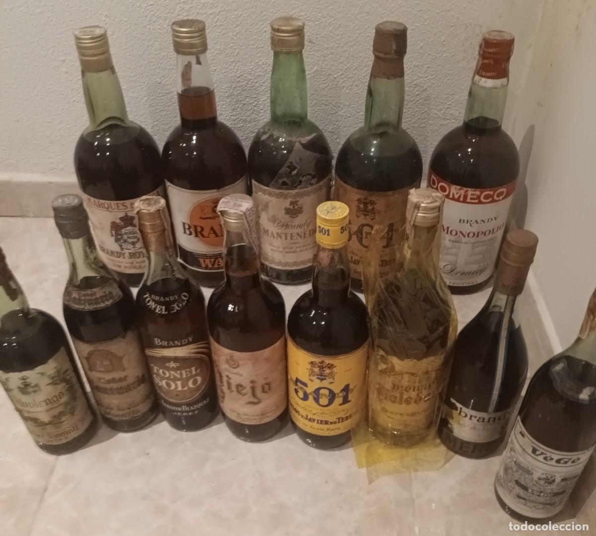 Botellas antiguas: Lote botellas y botellones co&ntilde;ac Solo en mano tambi&eacute;n sueltas