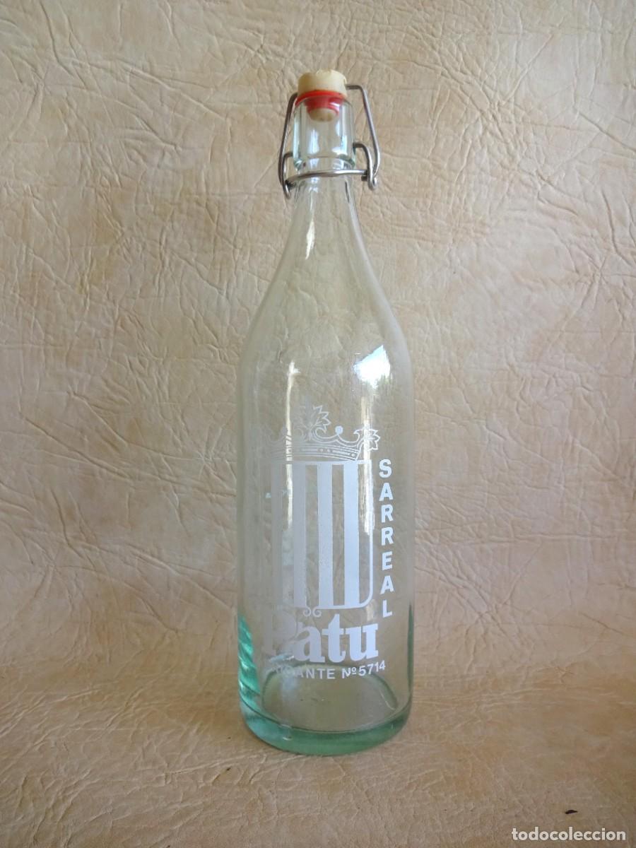Botellas antiguas: antigua botella carbonicas patu serigrafiada sarreal 1 litro