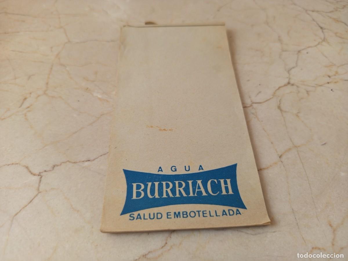 Botellas antiguas: Antiguo bloc notas camarero Agua Burriach # FontPicant Argentona