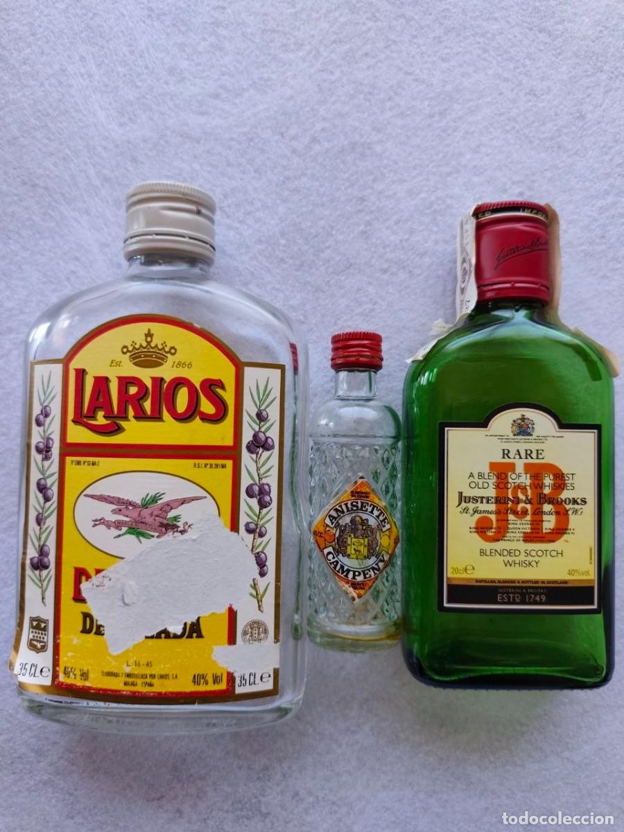 Botellas antiguas: Lote 3 Botellas Antiguas Miniatura y Licor Vac&iacute;as Colecci&oacute;n