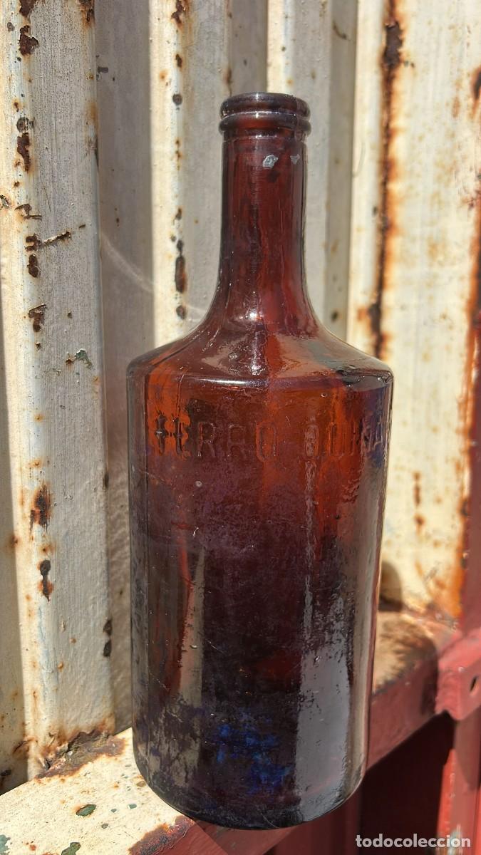 Botellas antiguas: BOTELLA ANTIGUA FERRO QUINA ROBUR 26 CMS.