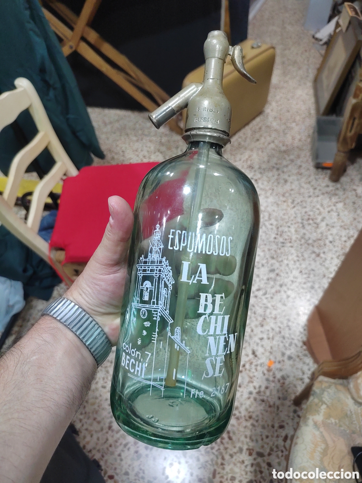 Botellas antiguas: Antiguo sifon cabeza de plomo - Foto 8