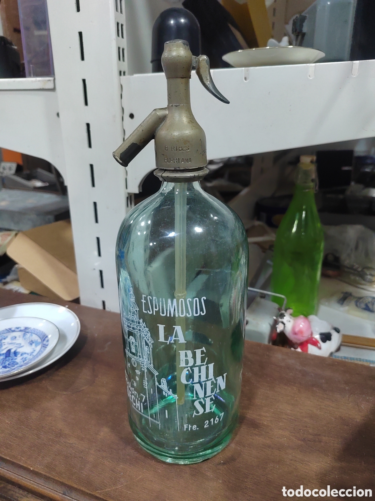 Botellas antiguas: Antiguo sifon cabeza de plomo - Foto 1