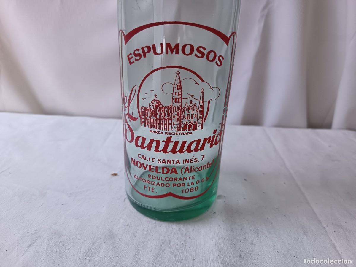 Alte Flaschen: Botella de Cristal de Espumosos &rdquo;El Santuario&rdquo;, con tap&oacute;n de porcelana, Novelda, antigua o vintage
