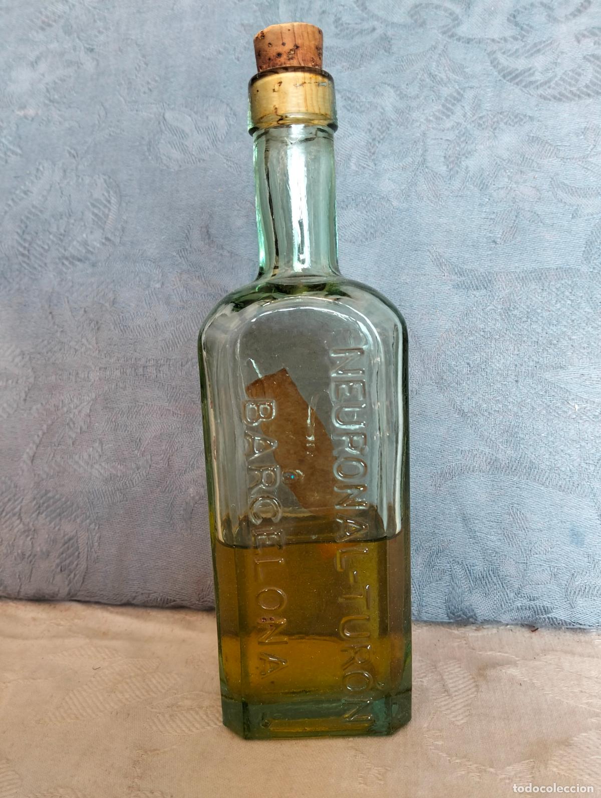 Garrafas antigas: Antigua botella de cristal transparente frasco Neuronal turon barcelona