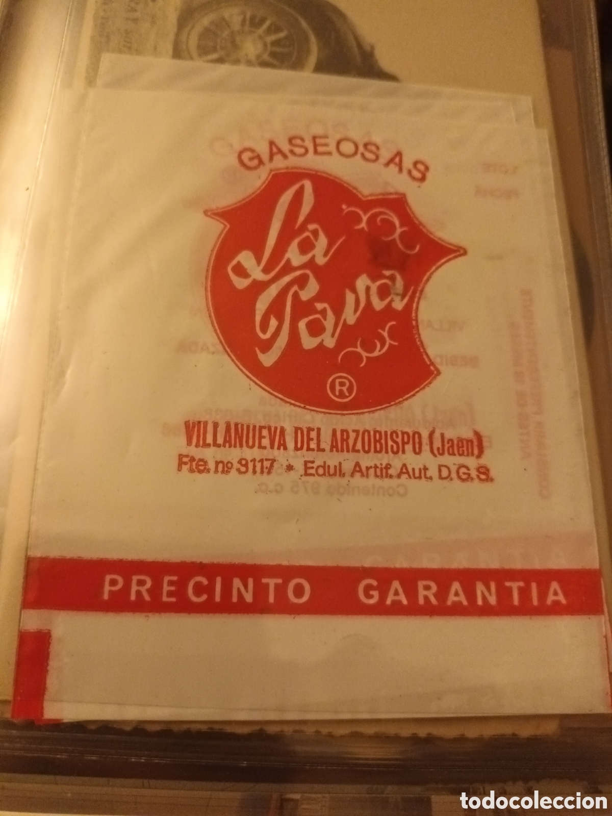 Botellas antiguas: Gaseosas la Pava. Precinto de f&aacute;brica. MUY RARA A ESTRENAR