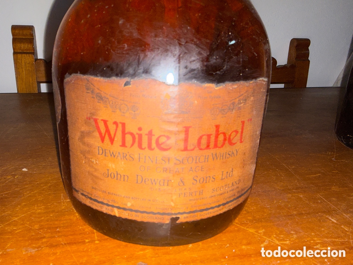Botellas antiguas: White label botella grande - Foto 1