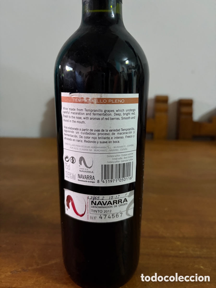 Botellas antiguas: Pleno tempranillo 2012 - Foto 2