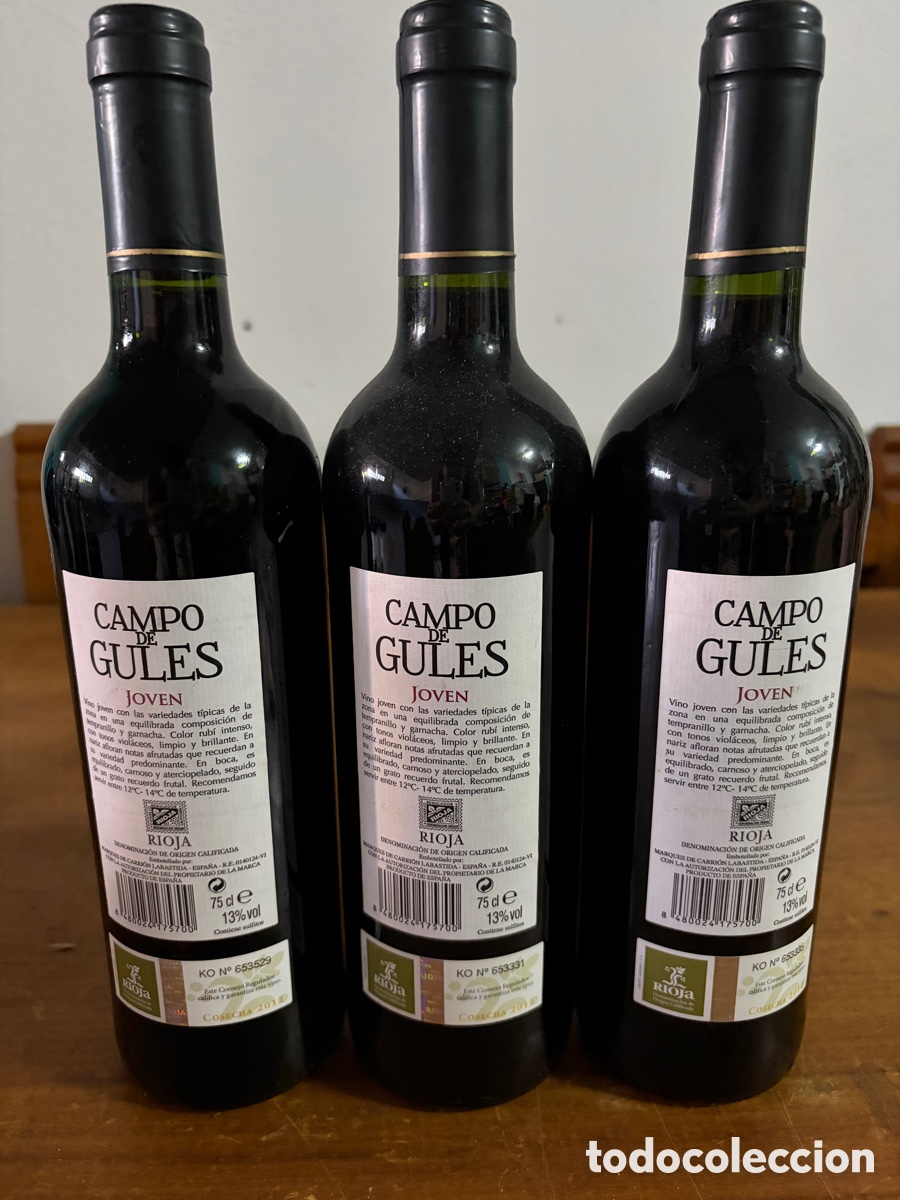 Botellas antiguas: Rioja campo de gules cosecha 2012 - Foto 2