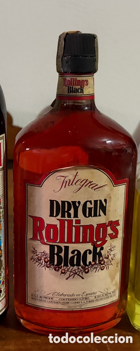 Botellas antiguas: Dry Gin Rolling's Black