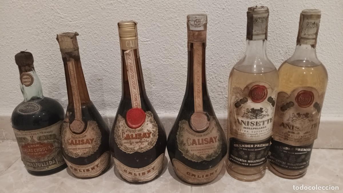 Botellas antiguas: 6 botellas calisay mollfulleda solo en mano