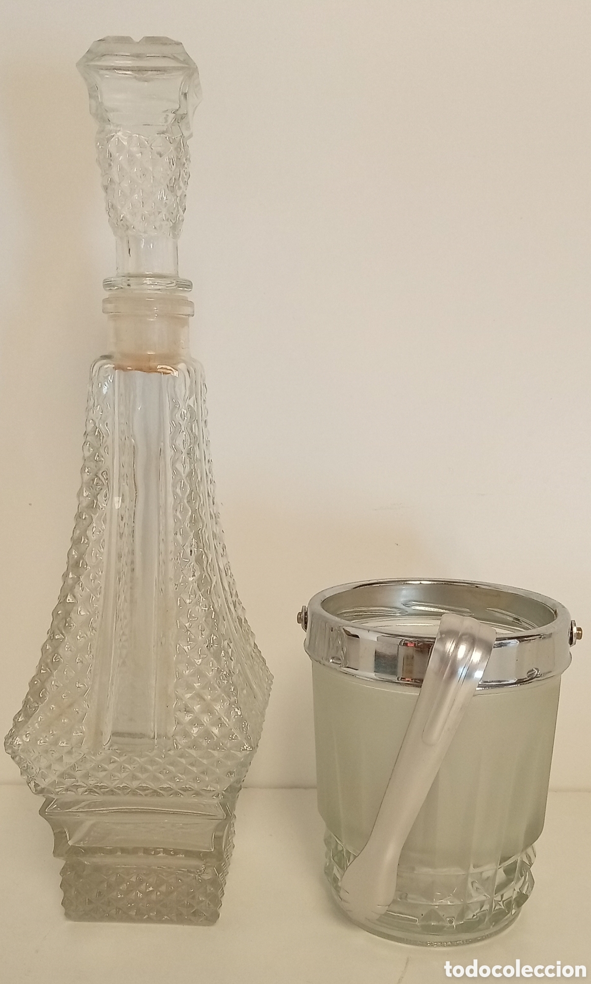 Botellas antiguas: .BOTELLA Y CUBETERRA EN CRISTAL TALLADO - Foto 2