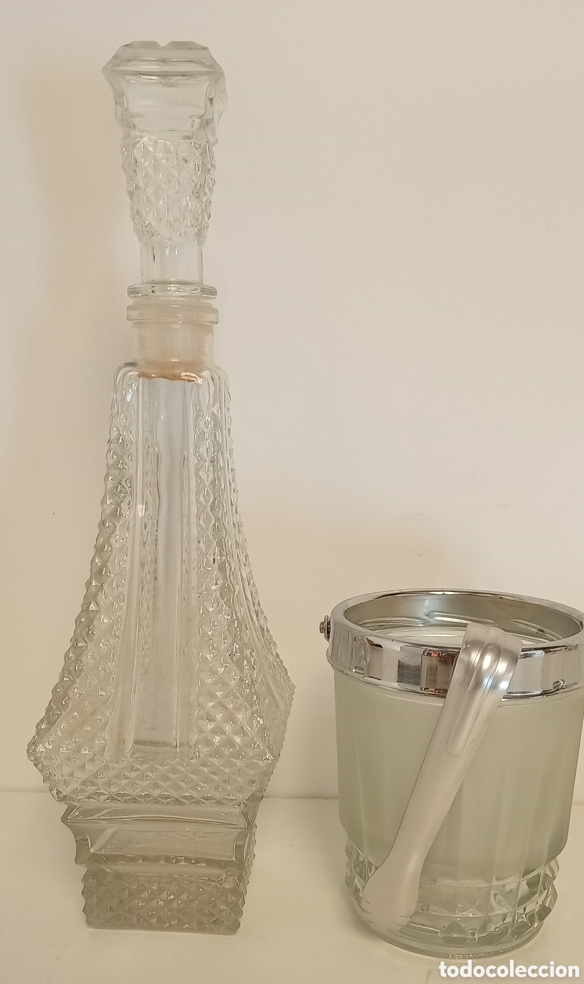 Botellas antiguas: .BOTELLA Y CUBETERRA EN CRISTAL TALLADO - Foto 1