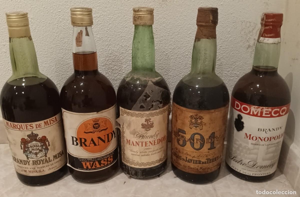 Botellas antiguas: 5 botellones brandy en lote o sueltos No Envio