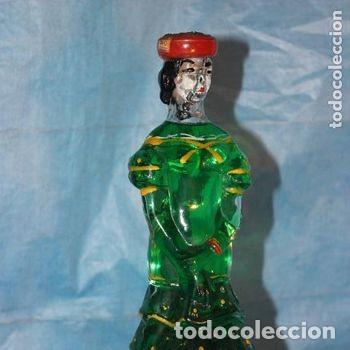 Botellas antiguas: Antigua Botella Pippermint Menta Mujer Nogueras Comas Barcelona Vidrio Figura Llena Precintada 31cm