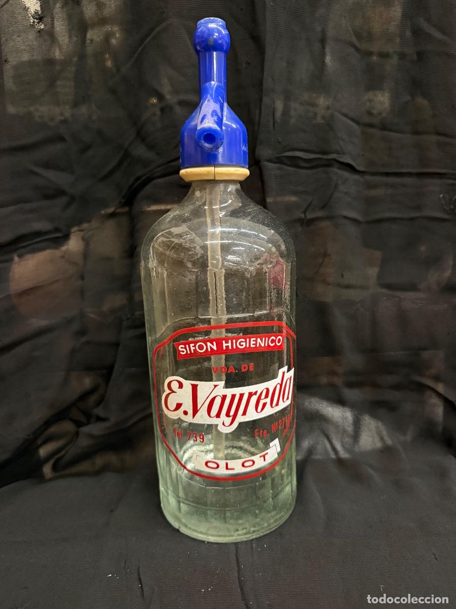 Botellas antiguas: Bonita botella de sifon. Tapon plastico. Vda. de E. Vayreda, Olot