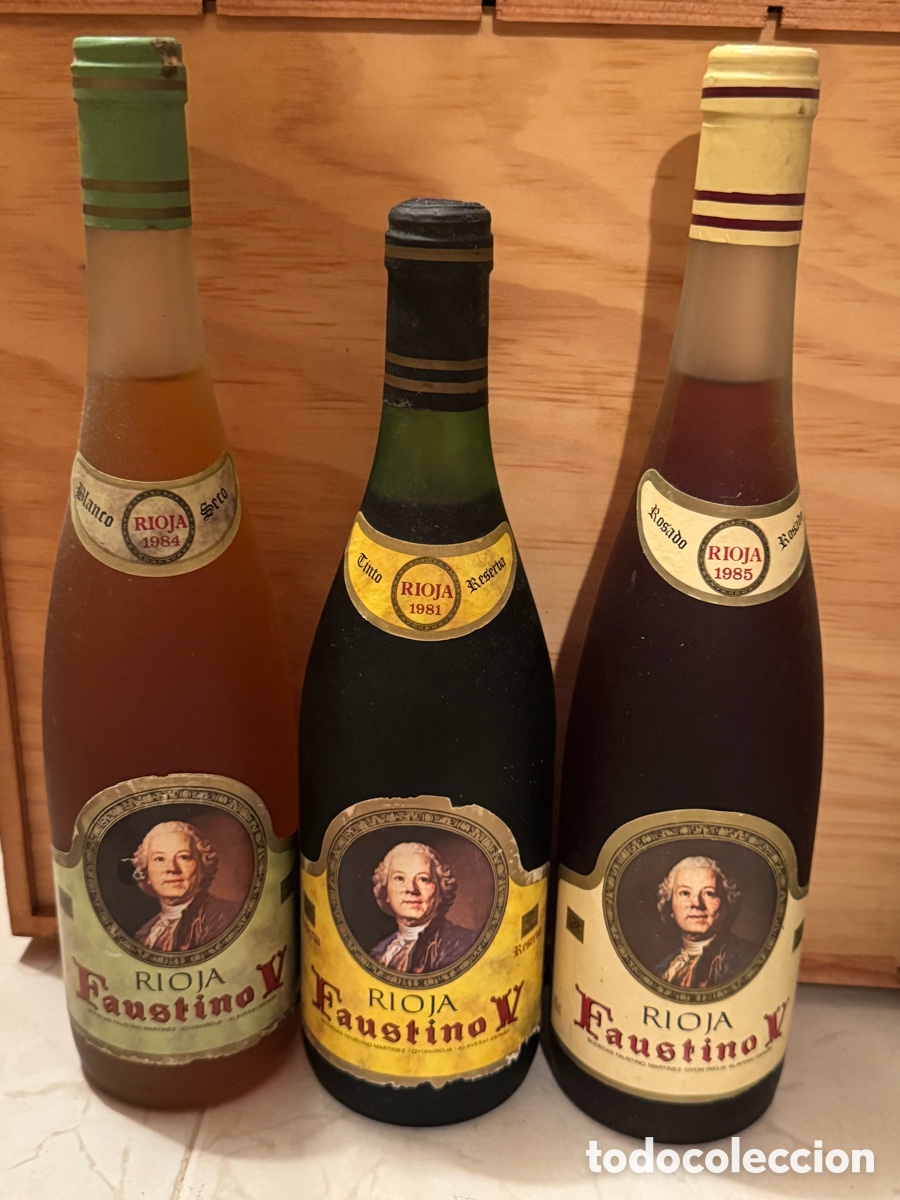 Botellas antiguas: Lote 3 botellas Rioja Faustino V antiguas