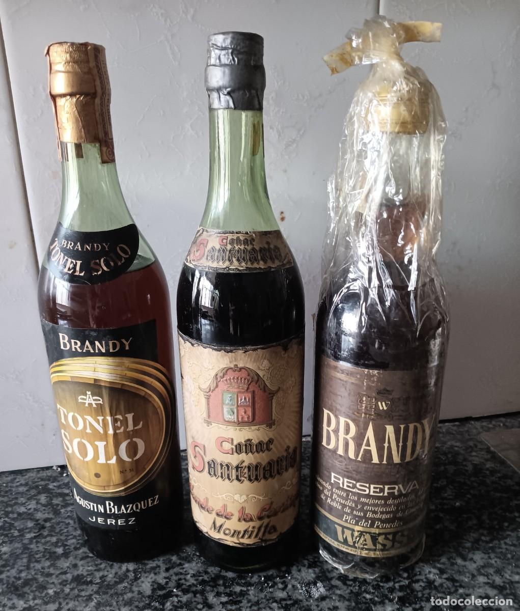 Botellas antiguas: 3 botellas co&ntilde;ac monasterio y brandy tonel solo y wass reserva Solo En Mano No envio