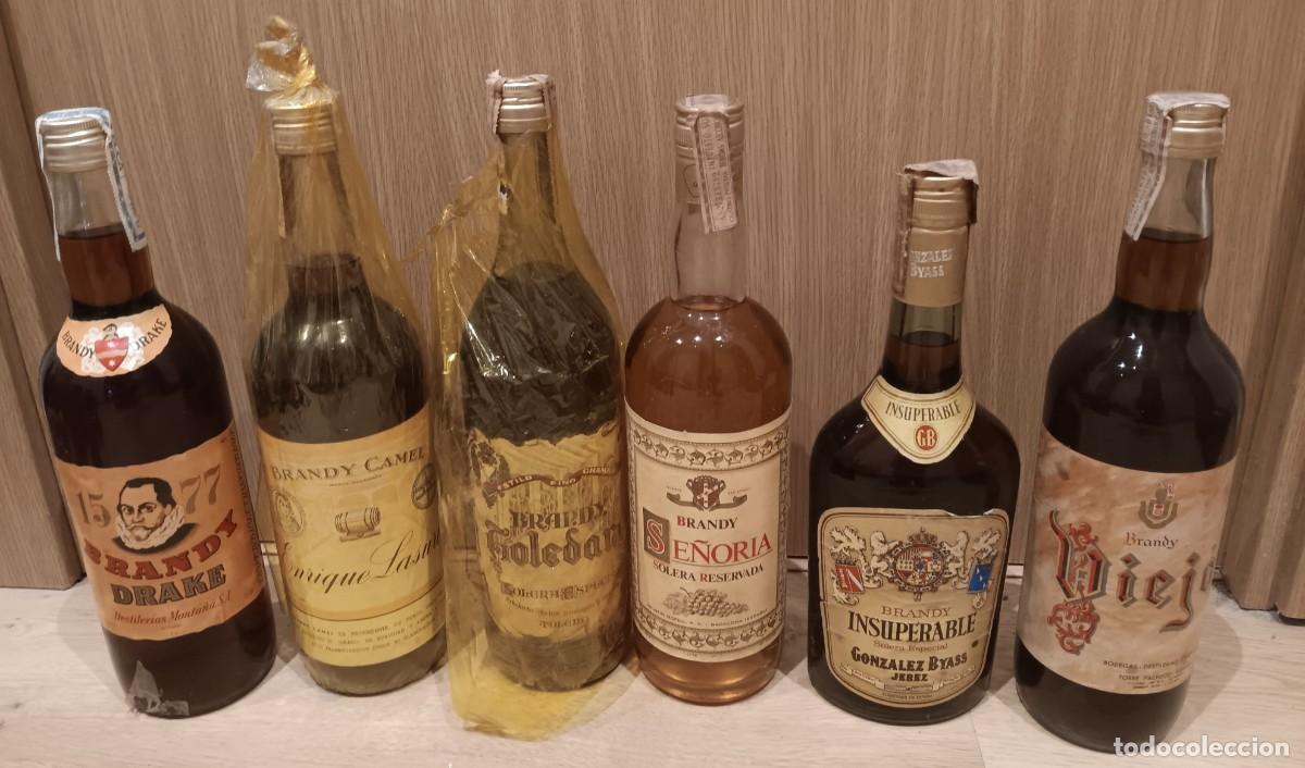 Botellas antiguas: 6 botellas brandy Tambi&eacute;n sueltas Consultar No envio
