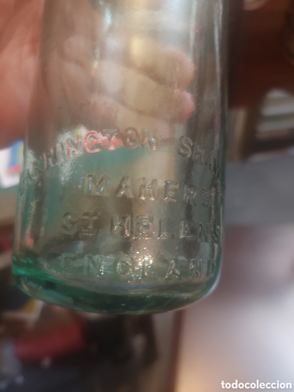 Botellas antiguas: BOLICHE BOTELLA BEBIDAS ANTIGUO ST PIERRE DE LILHAN INGLATERRA SERIGRAFIA