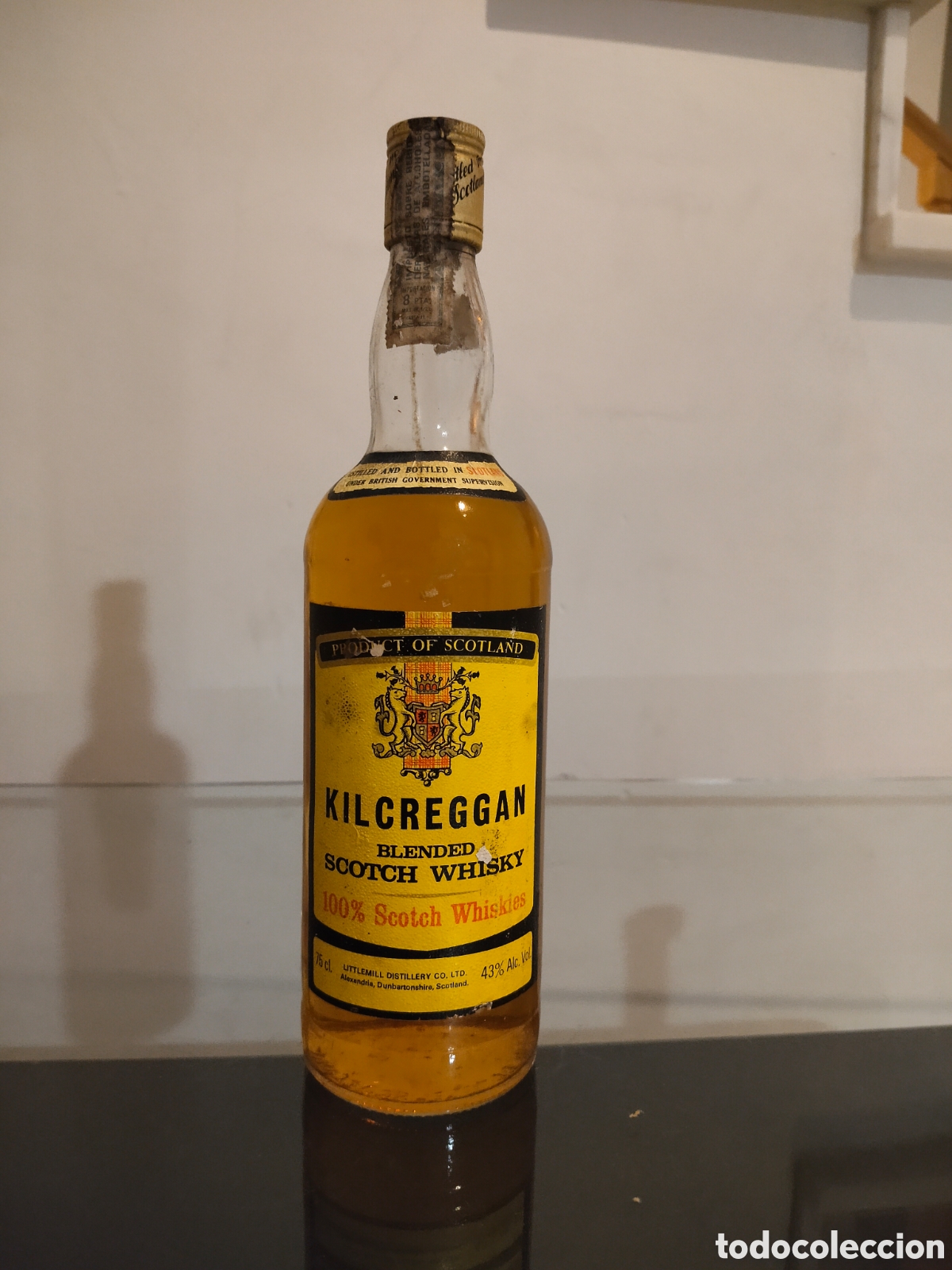 Botellas antiguas: Botella Antigua Whisky Kilvreggan Blended Scotch Whisky 75cl 43&deg;. Escocia a&ntilde;os 70.