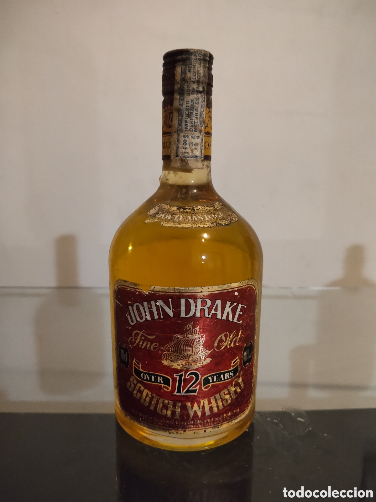 Botellas antiguas: John Drake Fine Old Scotch Whisky Over 12 Years 75cl. A&ntilde;os 70