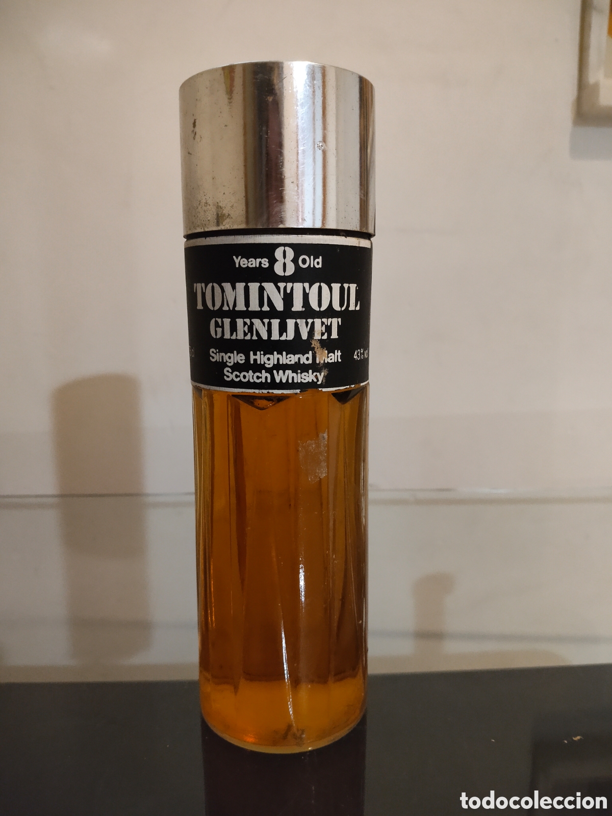 Botellas antiguas: Tomintoul Glenlivet 8;Years Old Single Highland Malt Scotch Whisky. A&ntilde;os 70/80