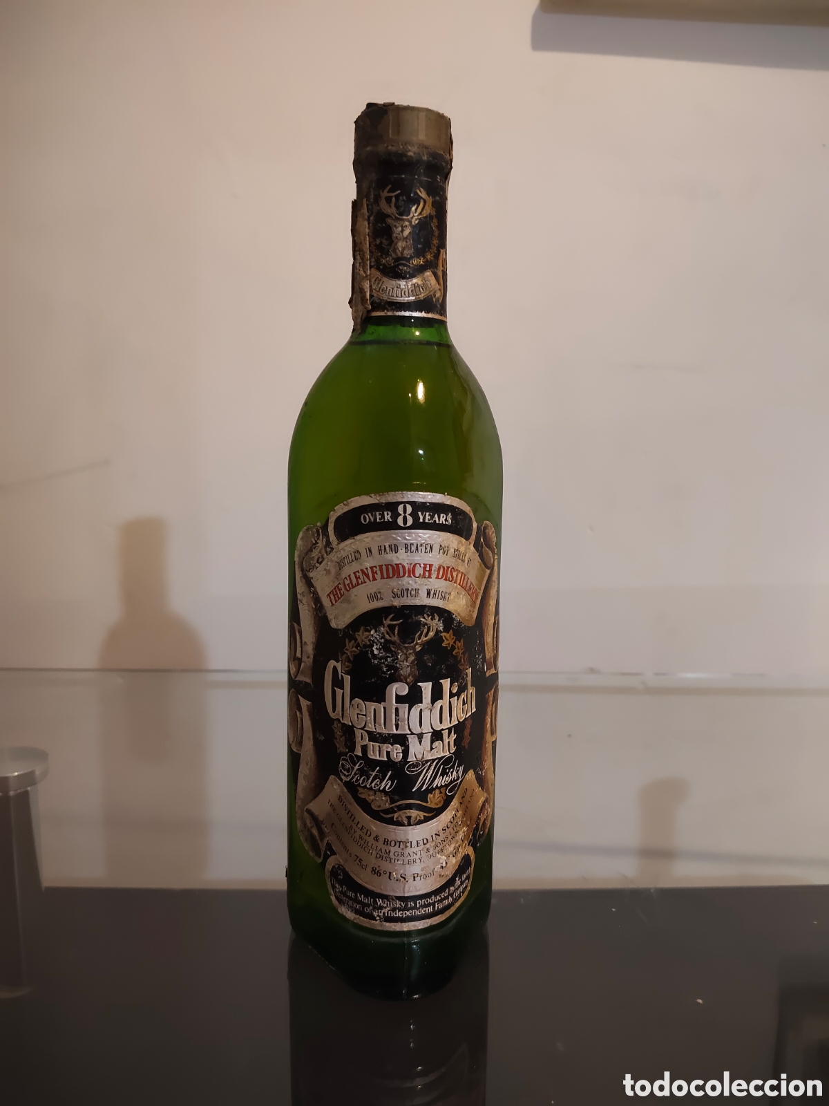 Botellas antiguas: Glenfiddich Pure Malt Scotch Whisky Over 8 years 75cl. A&ntilde;os 60/70