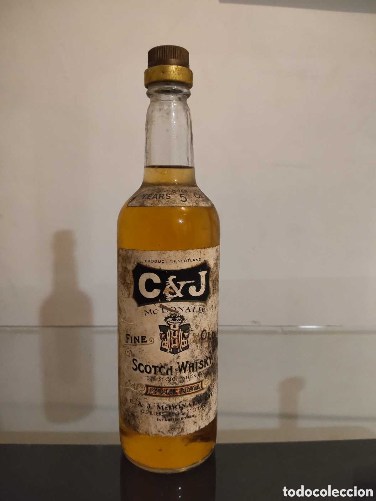 Botellas antiguas: Vintage C&J McDonald Fine Old Whisky 5 Years Special Blend Full Bottle 75cl lm A&ntilde;os 70
