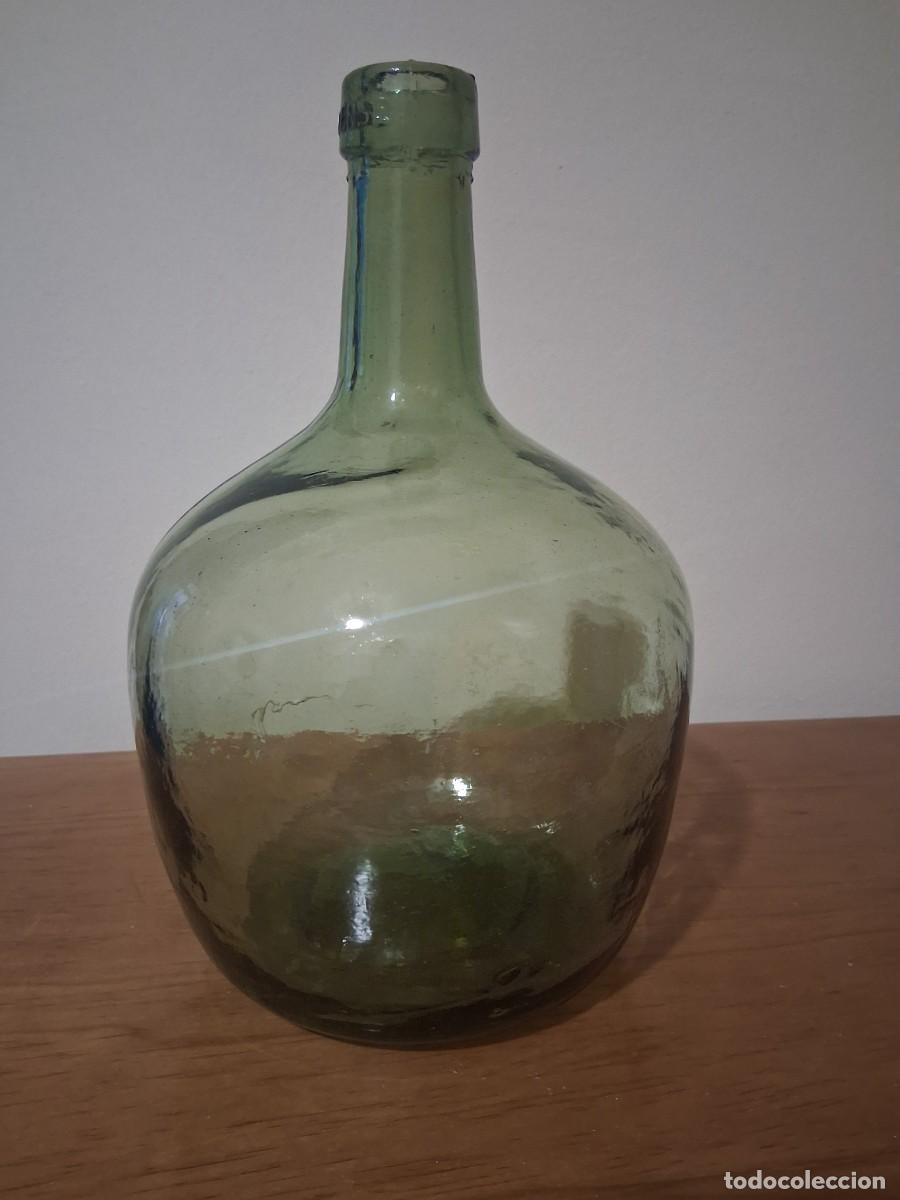 Botellas antiguas: Botella damajuana garrafa cristal color verde oliva vino aceite Ayelense Aielo de Malferit Valencia