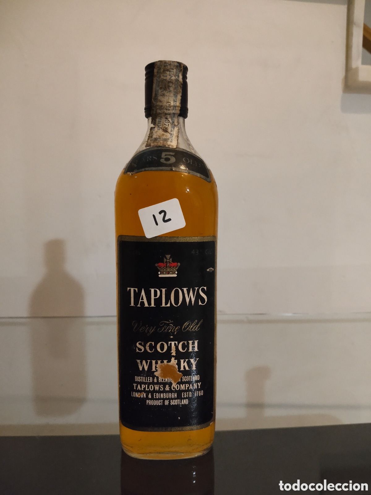 Botellas antiguas: Whisky Taplows Very Fine Old Scotch Whisky 5 Years 75 cl. A&ntilde;os 70