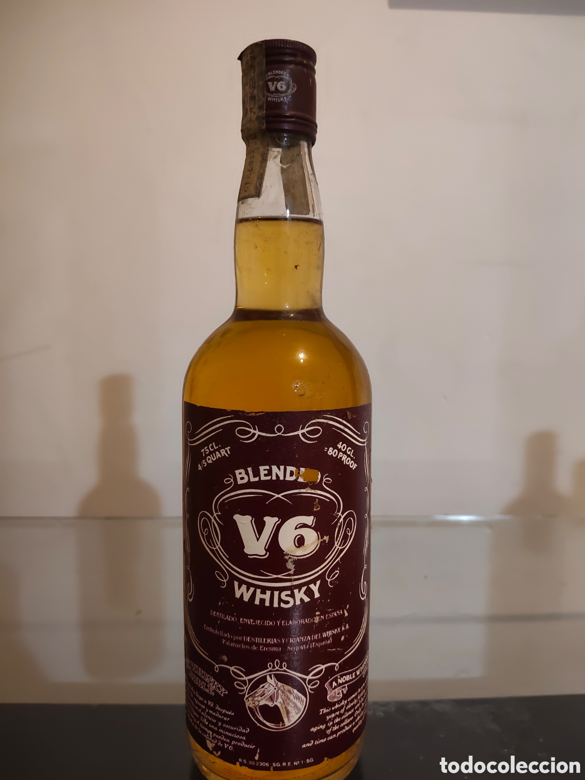 Botellas antiguas: V6 Blended 75cl. Botella Vintage a&ntilde;os 70!